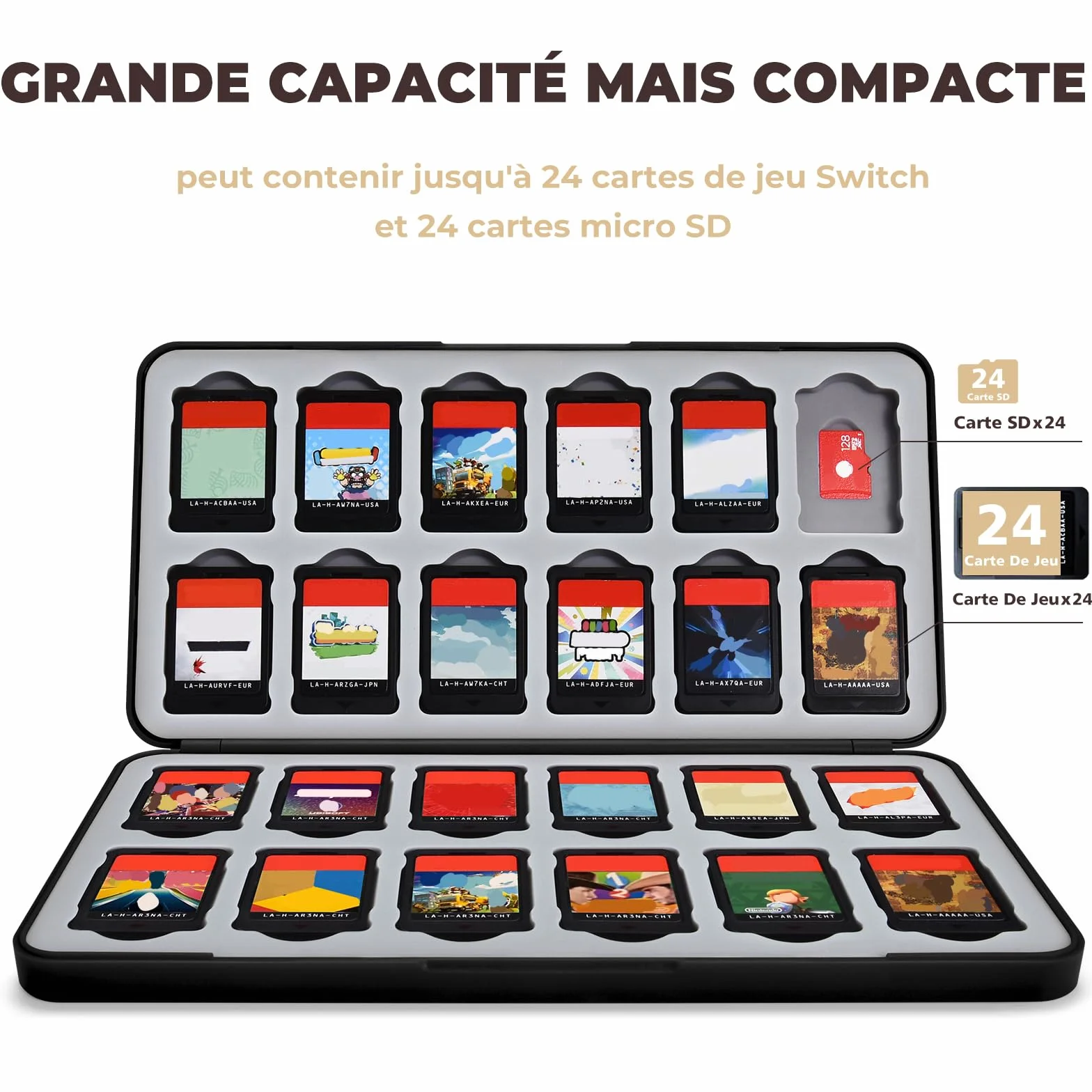 PALPOW Etui kompatybilne z Nintendo Switch 2 na 24 karty do gier i 24 Micro SD, pokrowiec na laptopa brązowy czarny