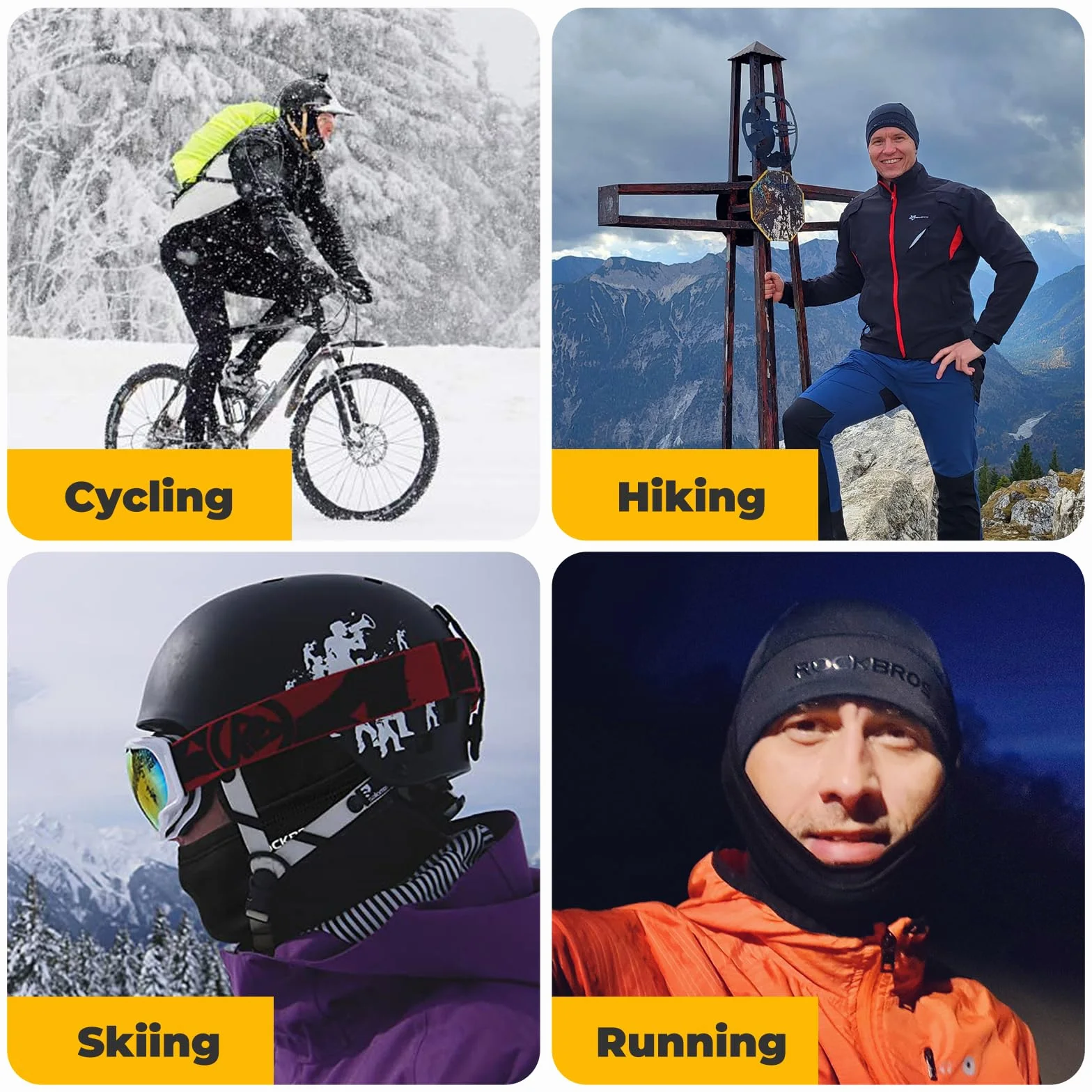 ROCKBROS Czapka Rowerowa Kask Undercap Czapka Rowerowa Ciepła Wiatroszczelna Czapka Zimowa Czapka Rowerowa do Jazdy na Rowerze Narciarstwo Bieganie Kobiety/Mężczyźni